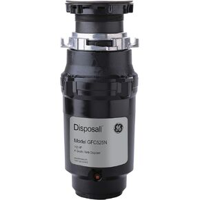 GE Continuous Feed Garbage Disposal, 1/2 Horsepower, Good for Grinding: Beans, Potatoes, Peels, and Cooked Meat, Easy Install Kit and Power Cord Included, Recommended for 2-4 Person Homes