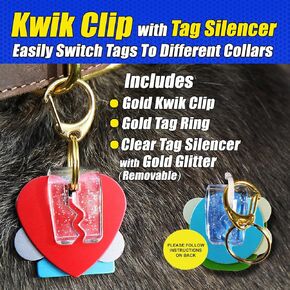 Gold Glitter Tag Silencer and Gold Kwik Clip and Tag Ring
