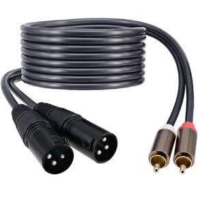 5ft/1.5m XLR to RCA Speaker Patch Cable, Dual XLR Female to 2 RCA Male Stereo Plug Adapter Cord Gold Plated