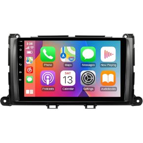 6+128G 9 inches Android 12 Double Din Car Stereo for Toyota Sienna 2011-2014 IPS Touchscreen Screen Car Radio with Carplay & Android Auto Support Backup Camera GPS FM Navi BT