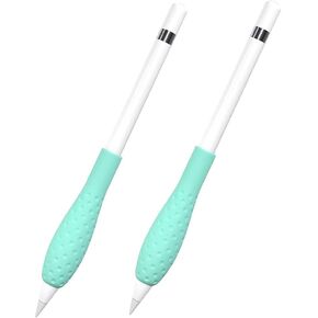 ProElife 2-Pack Ergonomics Grip Holder Silicone Protective Sleeve Cover for 1st / 2nd Gen/USB-C and Apple Pencil Pro 2024 iPad Pro 11'' 12.9'' 2021/2020 / 2018 Stylus Accessories Kits (Green)