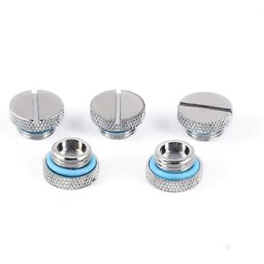 Joyzan 5Pcs Brass Chrome G1/4 Thread Stop Plug, Radiator Reservoir Liquid Cooling Tube Stopper Plug Plating Screw in Computer Water Fittings PC Cooling Gear