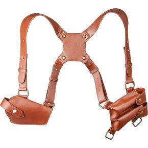 Nate Gun Holster Vertical Shoulder Holster with Double Magazine for Men Women Halloween Cosplay