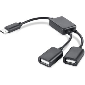 [ 2 Pack Type C to Dual USB Adapter ], eTECH Collection Type C OTG USB Male to Dual 2.0 Female OTG Charge 2 Port HUB Cable Y Splitter (2 Pack)