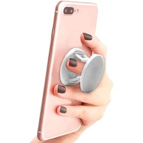 Cell Phone Grip Holder Stand for iPhone & Samsung - White