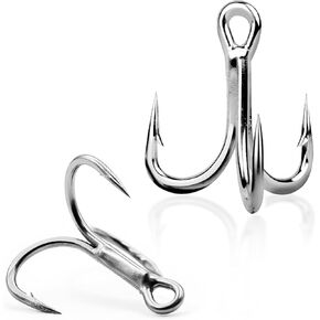 Treble Fishing Hooks 4X Strong 10Pcs/25Pcs Triple Hooks Sharp Barbed/High Carbon Steel/Round Bend for Lures Freshwater Saltwater