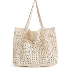Crochet Tote Bag For Women, Crochet Mesh Beach Tote Bag Summer Vacation Aesthetic Boho Knit Bag for Women