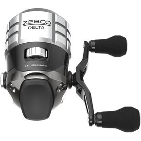 Zebco Delta Spincast Fishing Reel, Right or Left-Hand Retrieve, Dual Ceramic Pick-Up Pins, Pre-Spooled with Zebco Fishing Line, Braid Ready, Cool Gray
