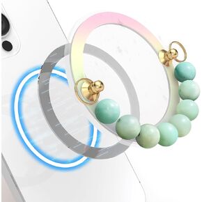 GRIPONG Natural Gemstone Beads Portable & Detachable Magnet Phone Straps Holder Compatible with MagSafe Cases Accessories (White Jade)