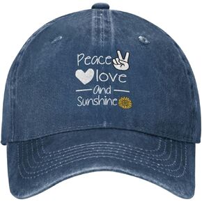 Sunflower Peace and Love Distressed Adjustable Washed Denim Mens Dad Trucker Hat Baseball Ball Cap for Men in Kuwait