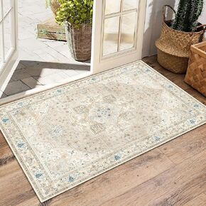 Washable Runner Rug 2x6 Green Runner Rug for Hallway Entryway Kitchen Laundry Room Bathroom Bedroom Non Slip Vintage Rug Indoor Carpet