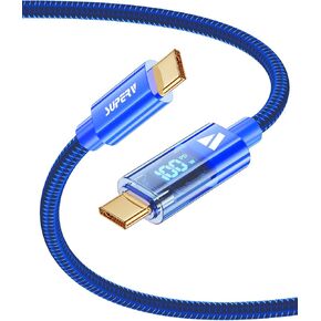 SUPERV Smart LED Nylon Braided Sync Charge USB C to USB C Data 3.3ft/100cm White Cable in Saudi Arabia