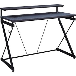 OSP Home Furnishings Emulator Battlestation Gaming Desk with RGB LED Lights, Black