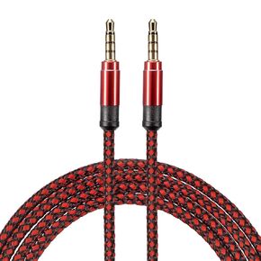 MECCANIXITY Aux Cable 3.5mm Male to Male Nylon Braided 10Ft 4 Pole Hi-Fi Stereo Sound Auxiliary Cord Gold for Earphones, Smart Phones, Home/Car Stereos, Speakers, Computers