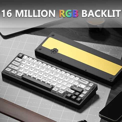 Weikav LK65 Wireless Mechanical Keyboard Kit, 60 Percent Black Aluminium Keyboard, Bluetooth 5.0/2.4GHz/USB-C Wired Hot Swappable Gasket Custom DIY RGB Backlit Keyboard Kit for Mac Computer PC (Black) in Saudi Arabia