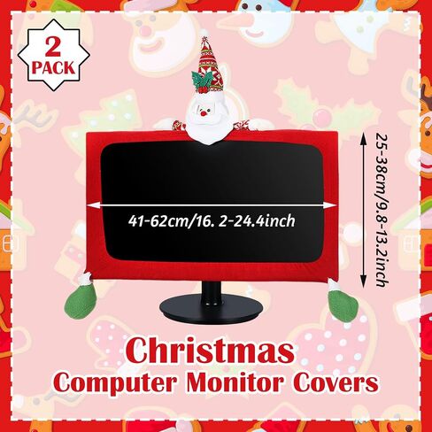 4 Pcs Christmas Computer Monitor Cover and Christmas Mouse Pad Set, Xmas Computer Monitor Decoration Border Cover with Gaming Mouse Pads for Home Office Desk Christmas Gifts Supplies in Saudi Arabia