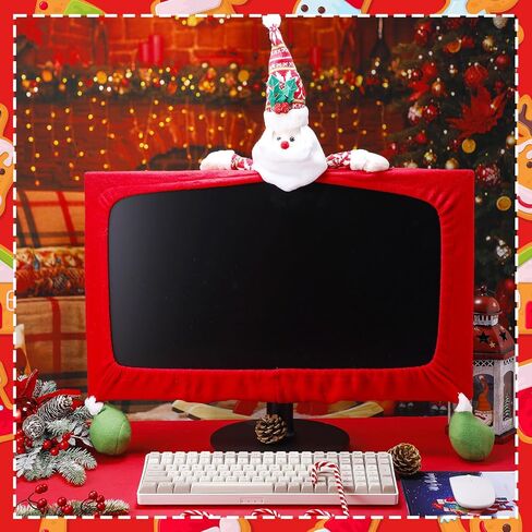 4 Pcs Christmas Computer Monitor Cover and Christmas Mouse Pad Set, Xmas Computer Monitor Decoration Border Cover with Gaming Mouse Pads for Home Office Desk Christmas Gifts Supplies in Saudi Arabia