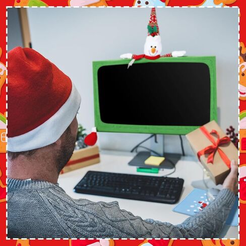4 Pcs Christmas Computer Monitor Cover and Christmas Mouse Pad Set, Xmas Computer Monitor Decoration Border Cover with Gaming Mouse Pads for Home Office Desk Christmas Gifts Supplies in Saudi Arabia