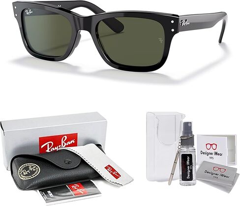نظارات شمسية Ray-Ban Mr Burbank RB2283 مستطيلة للرجال + حزمة مع مجموعة نظارات مجانية من Designer iWear in Saudi Arabia