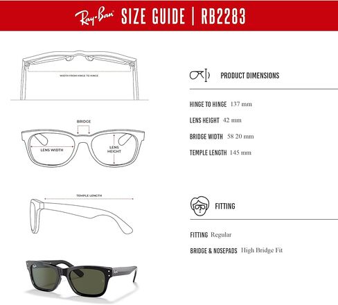 نظارات شمسية Ray-Ban Mr Burbank RB2283 مستطيلة للرجال + حزمة مع مجموعة نظارات مجانية من Designer iWear in Saudi Arabia