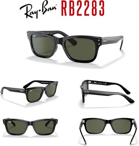 نظارات شمسية Ray-Ban Mr Burbank RB2283 مستطيلة للرجال + حزمة مع مجموعة نظارات مجانية من Designer iWear in Saudi Arabia