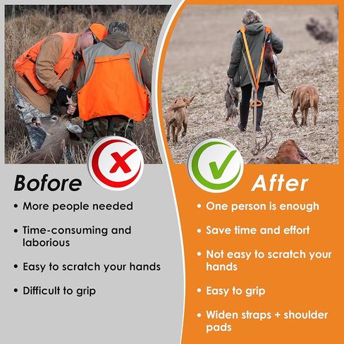 حزمة واحدة من سحب الغزلان مع الحشو، معدات صيد شديدة التحمل مع شرائط عاكسة للضوء، حزام سحب الغزلان المتين، حبل سحب الغزلان الآمن، ملحقات صيد الغزلان لصياد الغزلان، هدايا الصيد للرجال in Kuwait