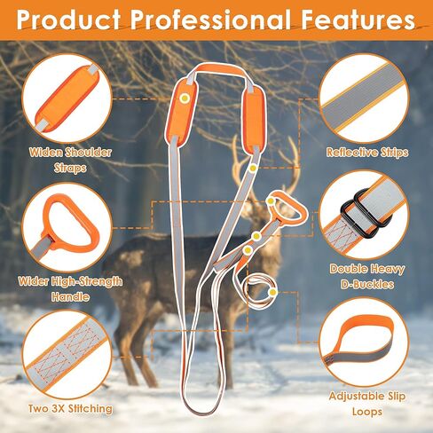 حزمة واحدة من سحب الغزلان مع الحشو، معدات صيد شديدة التحمل مع شرائط عاكسة للضوء، حزام سحب الغزلان المتين، حبل سحب الغزلان الآمن، ملحقات صيد الغزلان لصياد الغزلان، هدايا الصيد للرجال in Kuwait