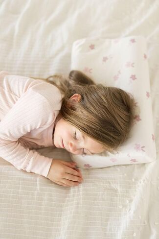 Tiny Twinkle Toddler Pillow with Fitted Pillowcase - Ergonomic Shape with Memory Foam for Comfortable Sleeping - Kids Travel Pillows (Ice Blue) in Kuwait
