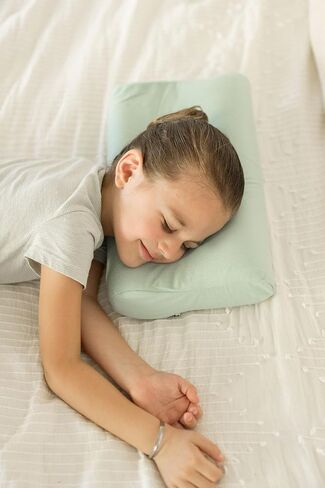Tiny Twinkle Toddler Pillow with Fitted Pillowcase - Ergonomic Shape with Memory Foam for Comfortable Sleeping - Kids Travel Pillows (Ice Blue) in Kuwait