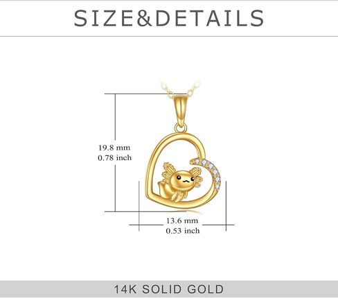 KECHO 14k Real Gold Owl/Axolotl/Dinosaur/Mermaid/Paw Necklace Animal Heart Jewelry Gifts for Mother Sister Grandma in Saudi Arabia