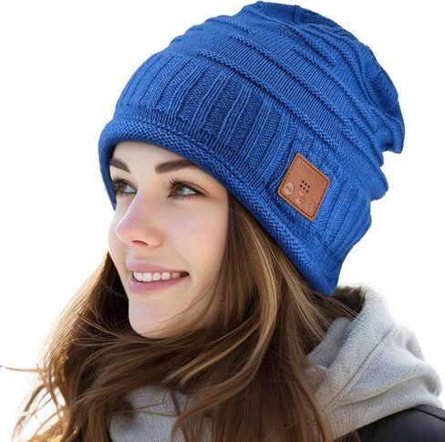 Bluetooth Beanie Hat for Men Women Warm Soft Bluetooth Beanie with Built-in Mic Stereo Speaker Headphones (Blue) in Kuwait