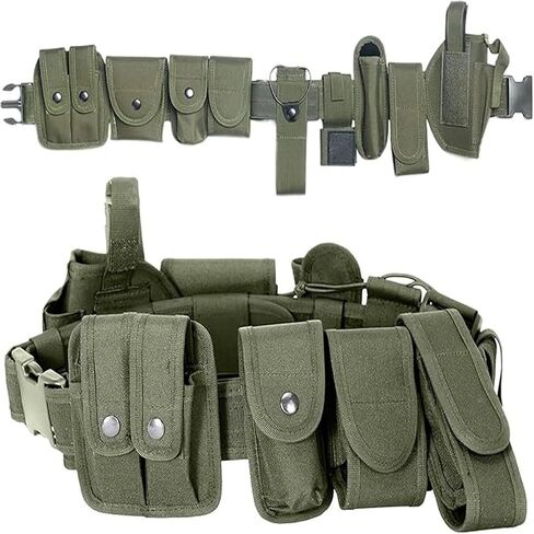 10 in 1 Tactical Duty Belt,Security Military Belt with Pouches,Rig Police Molded Pouches Kit Tactical Security Guard Belt in Kuwait