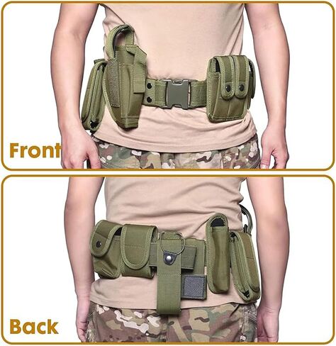 10 in 1 Tactical Duty Belt,Security Military Belt with Pouches,Rig Police Molded Pouches Kit Tactical Security Guard Belt in Kuwait