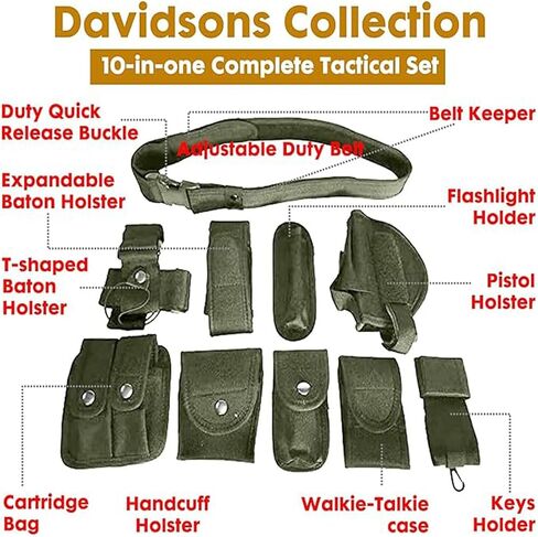 10 in 1 Tactical Duty Belt,Security Military Belt with Pouches,Rig Police Molded Pouches Kit Tactical Security Guard Belt in Kuwait