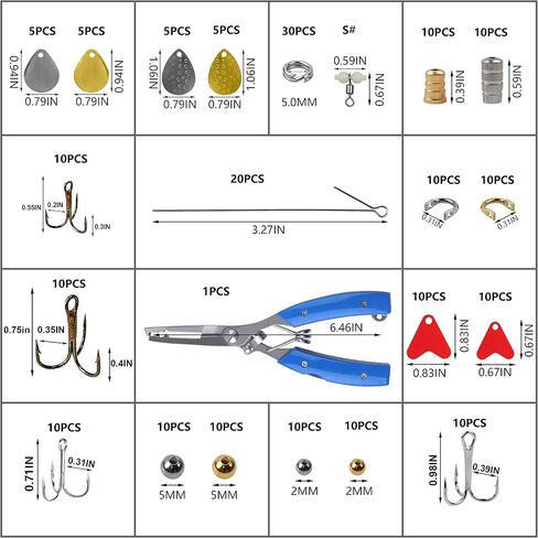 Fishing Lure Making Kit Spinners, 140PCS DIY Spinnerbait Kit Fish Spoon Rig Shaft Spinner Blade Clevis Treble Hooks Fishing Gear in Kuwait