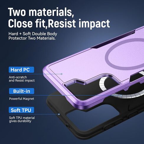 for Samsung Galaxy S21 FE 5G Case,[Compatible with Magsafe] [Military Grade Drop Tested] Shockproof Magnetic Tough Rugged Protective Phone Case -6.4 inch (Black) in Saudi Arabia
