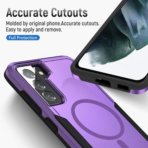 for Samsung Galaxy S21 FE 5G Case,[Compatible with Magsafe] [Military Grade Drop Tested] Shockproof Magnetic Tough Rugged Protective Phone Case -6.4 inch (Black) in Saudi Arabia