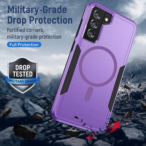 for Samsung Galaxy S21 FE 5G Case,[Compatible with Magsafe] [Military Grade Drop Tested] Shockproof Magnetic Tough Rugged Protective Phone Case -6.4 inch (Black) in Saudi Arabia