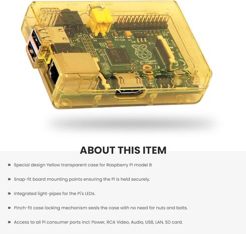 مكونات sb حافظة Raspberry Pi (أصفر) شفافة ومغلقة للطراز B والطراز A in Kuwait