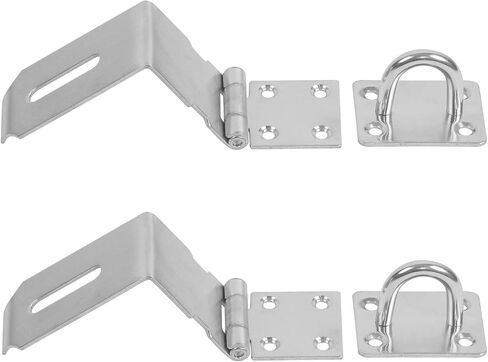 2 PCS 4 Inch 90 Degree Padlock Hasp, KINJOEK Stainless Steel Security Door Clasp Hasp Lock Latch, 2mm Extra Thick Door Gate Bolt Lock with 16 Mounting Screws in Kuwait
