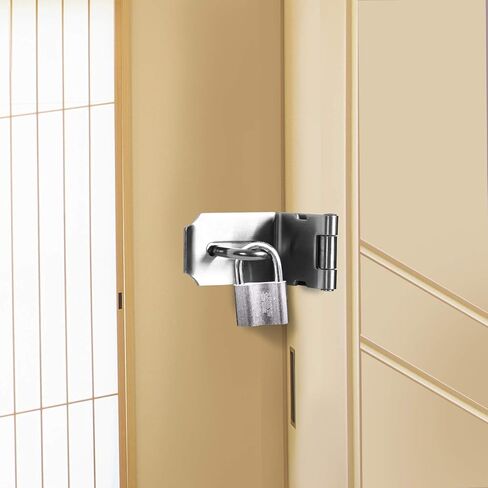 2 PCS 4 Inch 90 Degree Padlock Hasp, KINJOEK Stainless Steel Security Door Clasp Hasp Lock Latch, 2mm Extra Thick Door Gate Bolt Lock with 16 Mounting Screws in Kuwait