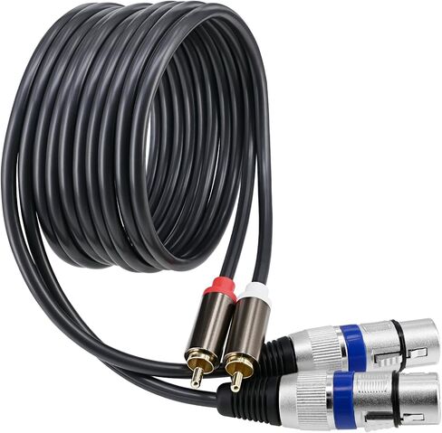 5ft/1.5m XLR to RCA Speaker Patch Cable, Dual XLR Female to 2 RCA Male Stereo Plug Adapter Cord Gold Plated in Saudi Arabia