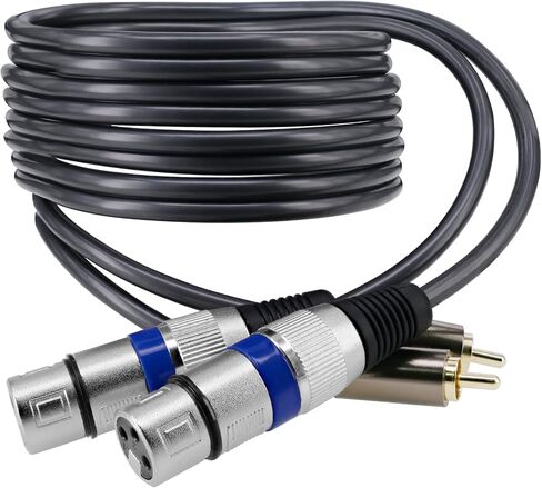 5ft/1.5m XLR to RCA Speaker Patch Cable, Dual XLR Female to 2 RCA Male Stereo Plug Adapter Cord Gold Plated in Saudi Arabia