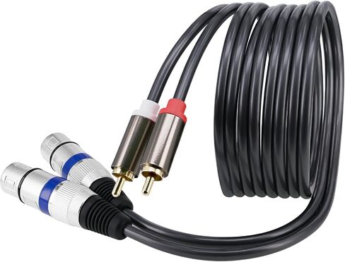 5ft/1.5m XLR to RCA Speaker Patch Cable, Dual XLR Female to 2 RCA Male Stereo Plug Adapter Cord Gold Plated in Saudi Arabia