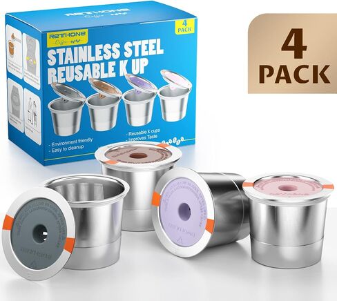 Reusable K Cups Coffee Filter, Stainless Steel K Cup Reusable Coffee Pods Filters for Keurig 1.0 & 2.0 Coffee Makers BPA-Free Refillable Coffee Filters (2 Packs) in Kuwait