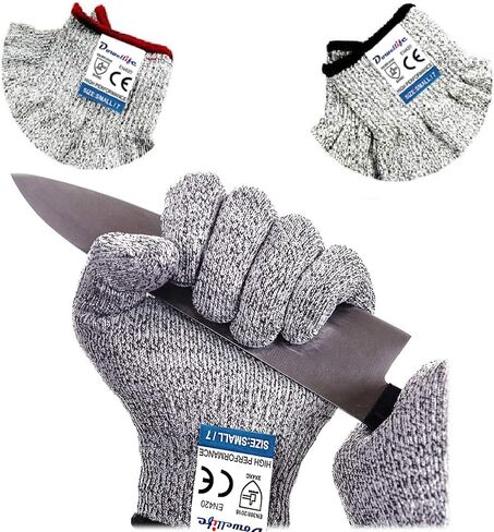 Dowellife Cut Resistant Gloves Food Grade Level 5 Protection, Safety Kitchen Cuts Gloves for Oyster Shucking, Fish Fillet Processing, Mandolin Slicing, Meat Cutting and Wood Carving. (X-Large) in Kuwait