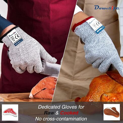 Dowellife Cut Resistant Gloves Food Grade Level 5 Protection, Safety Kitchen Cuts Gloves for Oyster Shucking, Fish Fillet Processing, Mandolin Slicing, Meat Cutting and Wood Carving. (X-Large) in Kuwait