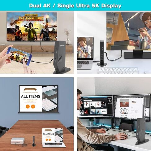 USB C Docking Station, Ultra HD Multiple Display Docking Station with 65W Laptop Charging for Type-C and Type-A, 2X 4K HDMI, 2X Display ports,3X USB3.0 Ports,Gigabit Ethernet,Support Windows or Mac OS in Saudi Arabia