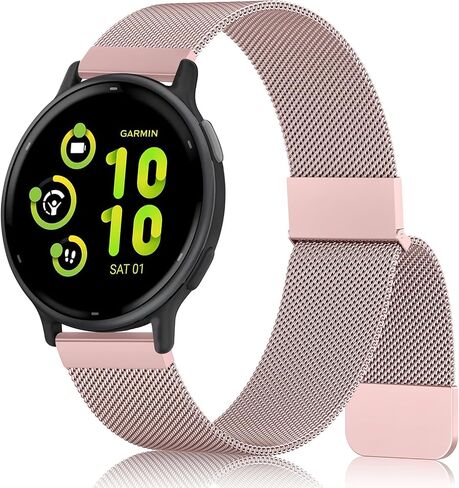 Metal Bands Compatible with Garmin Vivoactive 5 / Vivoactive 3 Watch Band, Garmin Venu 2 Plus / Venu Sq / Venu Watch Bands Women Men, Stainless Steel Replacement Strap for Garmin Forerunner 55 245 645 Music Smart Watch in Saudi Arabia