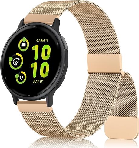 Metal Bands Compatible with Garmin Vivoactive 5 / Vivoactive 3 Watch Band, Garmin Venu 2 Plus / Venu Sq / Venu Watch Bands Women Men, Stainless Steel Replacement Strap for Garmin Forerunner 55 245 645 Music Smart Watch in Saudi Arabia